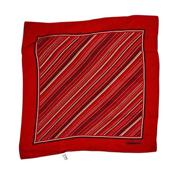 Cacharel Silk Square Scarf Diagonal Stripe 20.5 x 20.25” Red - Picture 1 of 5